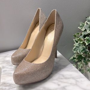 Jessica Simpson Woven Light Gold Pump High Heels